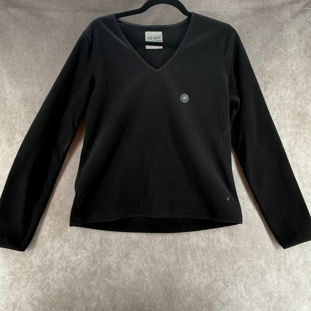 Old Navy Womens Black Fleece Pullover Long Sleeve Crewneck Top Size M Gorpcore